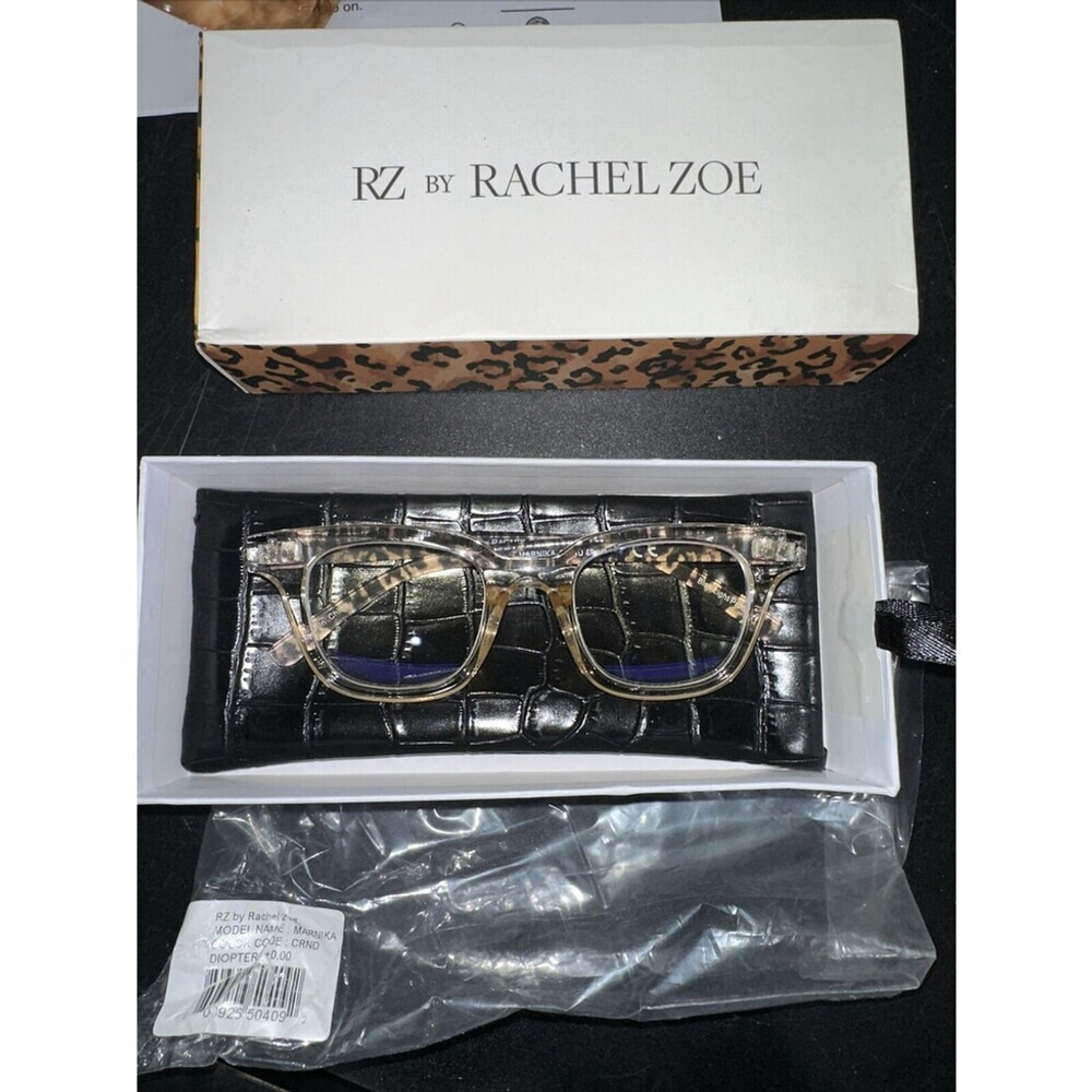 Rachel Zoe RZ Marnika Blue Light Blocker Glasses‎ Womens Beige Animal Print